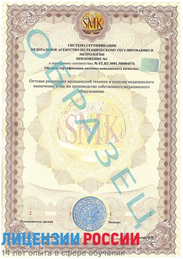 Образец сертификата соответствия (приложение) Ставрополь Сертификат ISO 13485